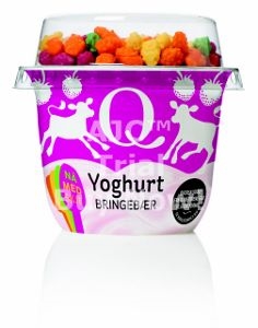 Q barneyoghurt bringebær beger 135g