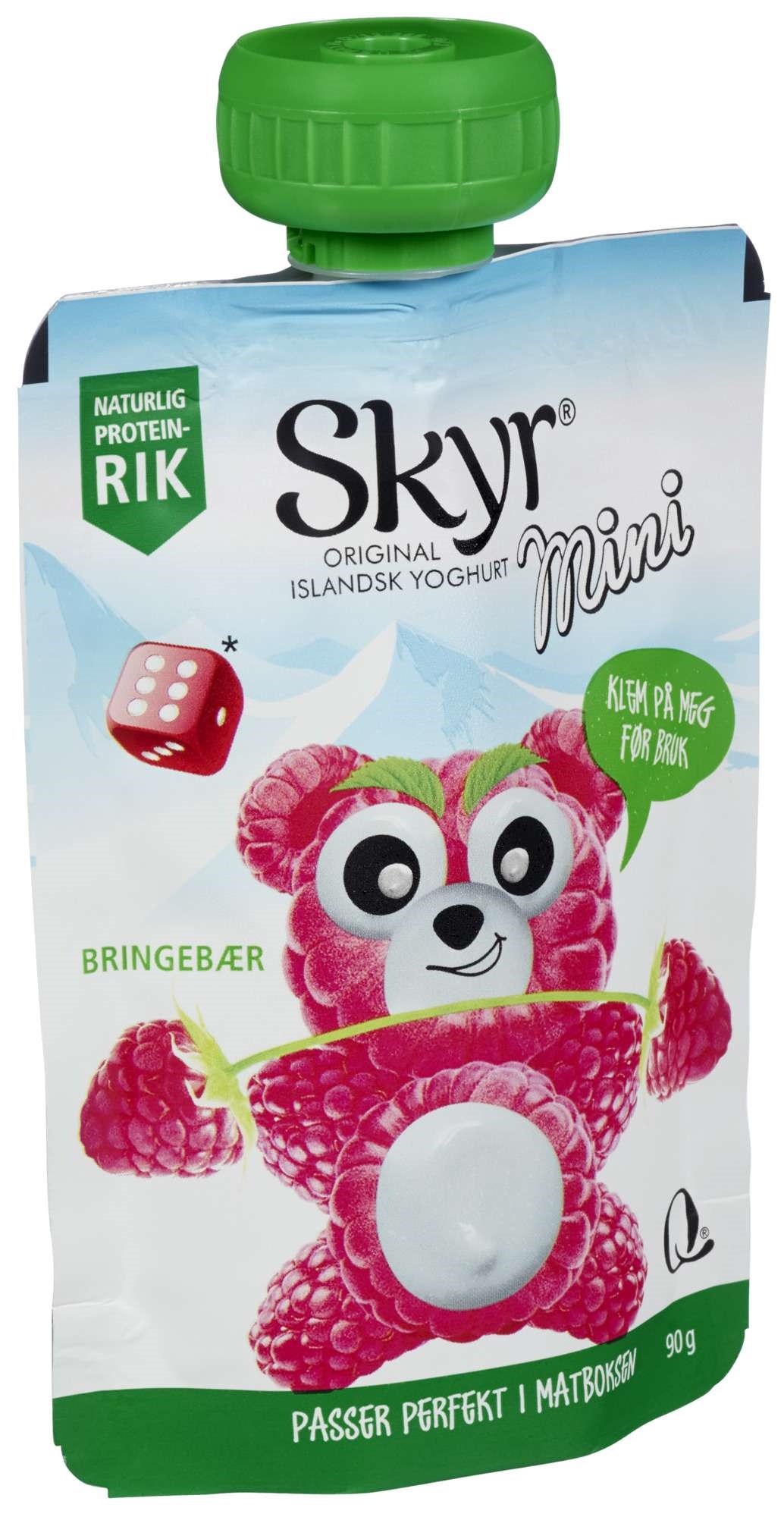 Q skyr mini bringebær pose   90g