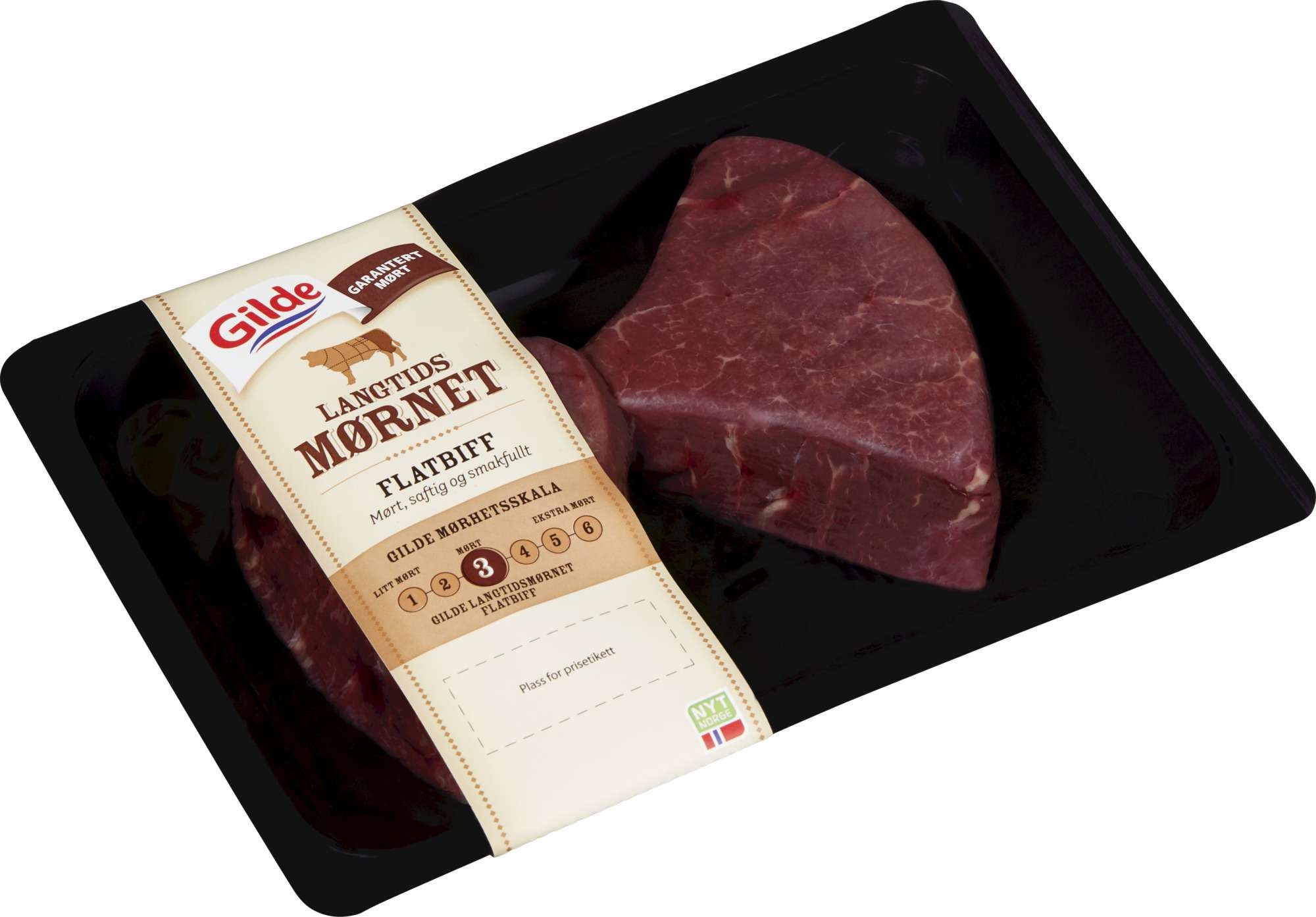 Storfe flatbiff skivet l.mørnet 5xca380g   kg