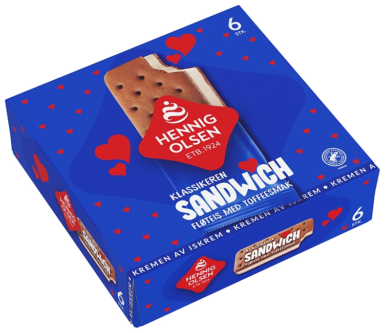 Sandwich fløteis m/ toffeesmak & kjeks    6stk