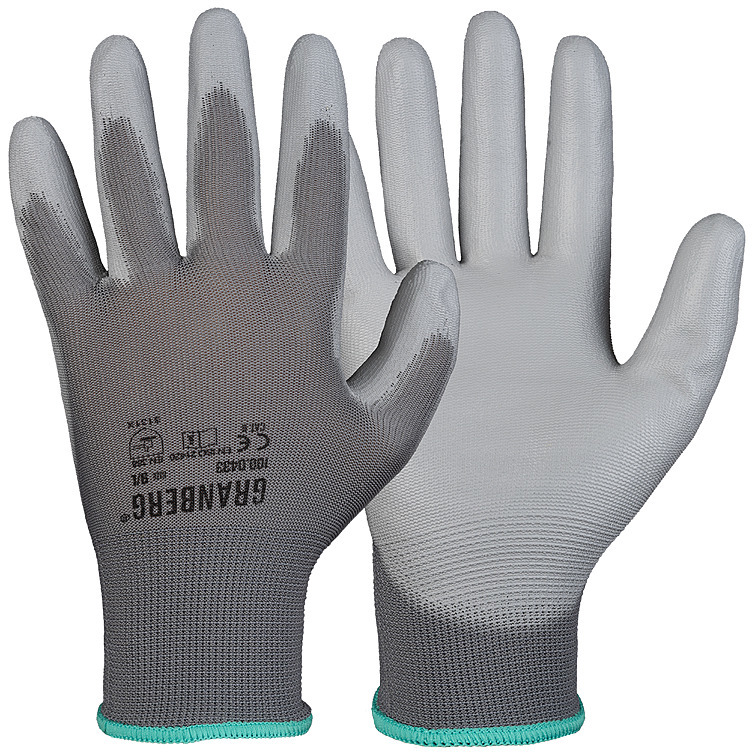 Monteringshanske belagt med pu str 9    12stk