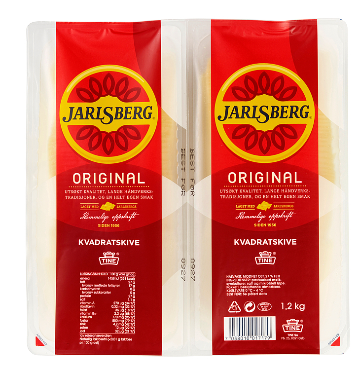 Jarlsberg 27 % kvadratskive 100x12g  1,2kg