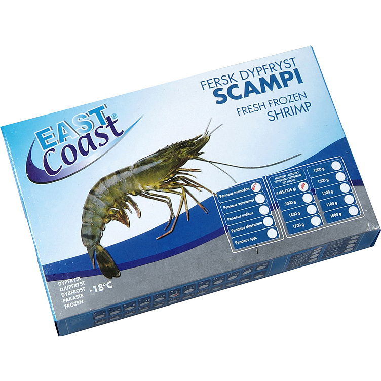 Scampi 6/8 semiblokk med skall og hode   1kg