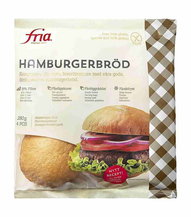 Hamburgerbrød glutenfri 4stk   280g
