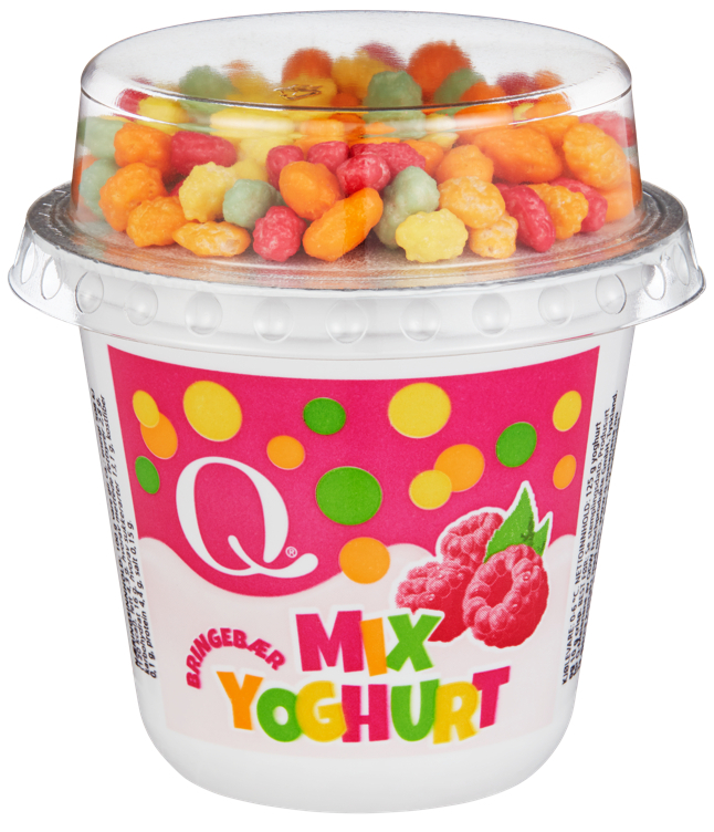 Q barneyoghurt bringebær beger 135g