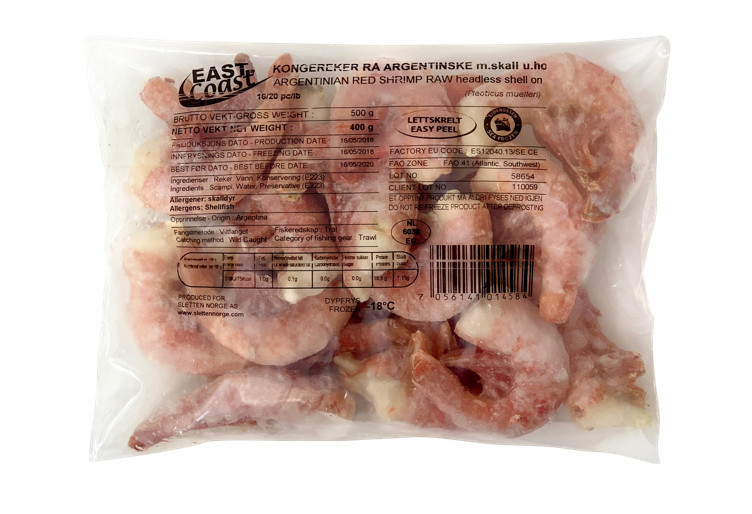 Kongereker rå argentinsk u/hode450g