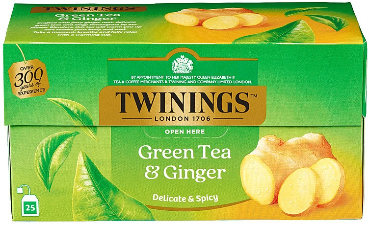 Twinings grønn te ingefær   25bg