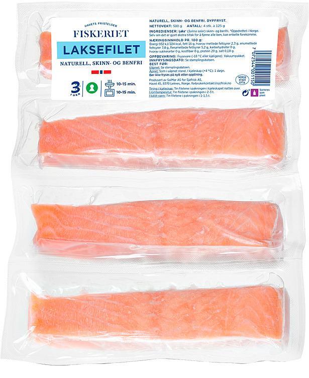 Laks i lenke u/skinn   500g