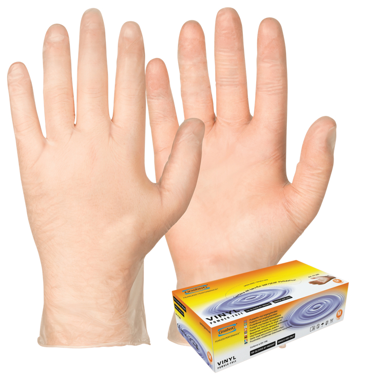 Engangshanske vinyl klar m   100stk