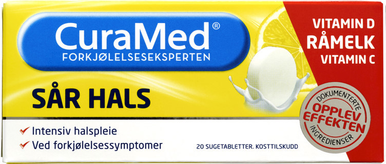 Curamed sår hals m/råmelk 20stk