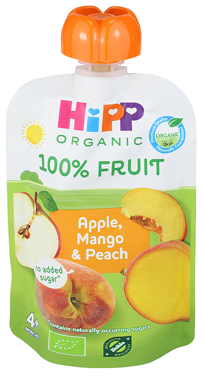 Hippis eple mango & fersken 4m  100g