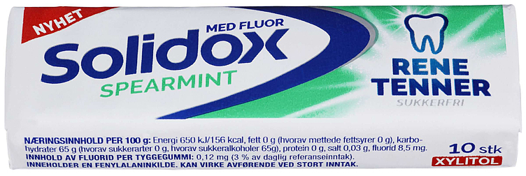 Solidox tyggis rene tenner spearmint 10p 14g