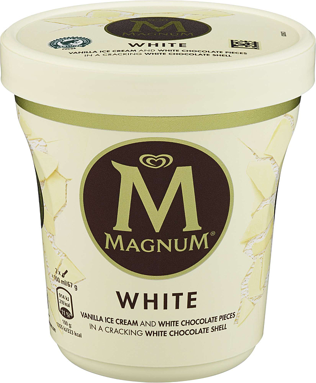 Magnum white vaniljeis med hvit sjokolade (28%)  440ml