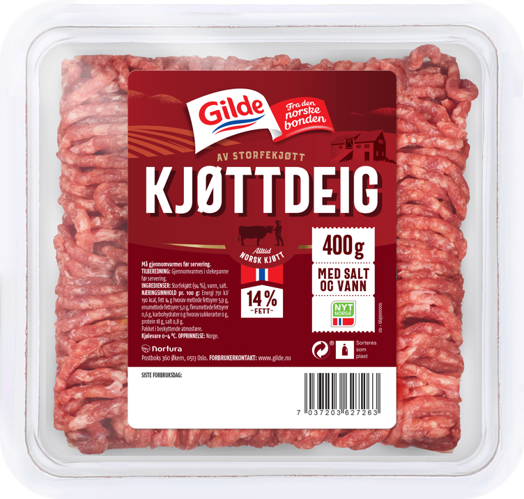 Kjøttdeig av storfe 14%   400g