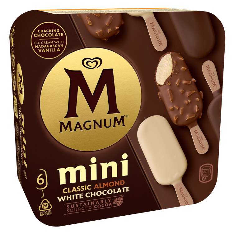 Magnum dessert is minipinne classic+ almond+ white 6x55ml