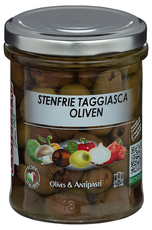 Oliven taggiasca i olje u/sten 180g