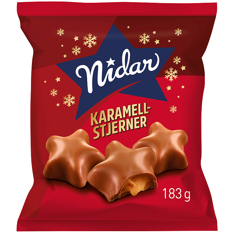 Nidar julesjokolade karamellstjerner  183g
