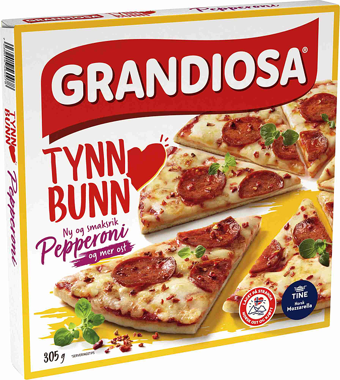 Grandiosa tynn bunn pepperoni   305g
