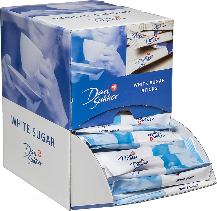 Sukker sticks hvitt display  225x4g
