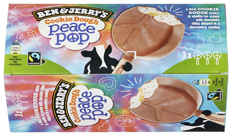 Ben & jerry's cookie dough peace pop multipack 3x80ml