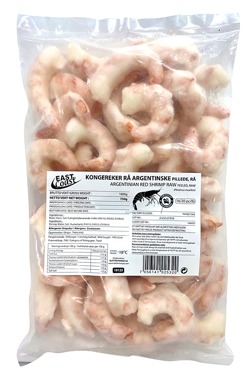 Kongereker rå argentinske 16/20 u/skall  750g