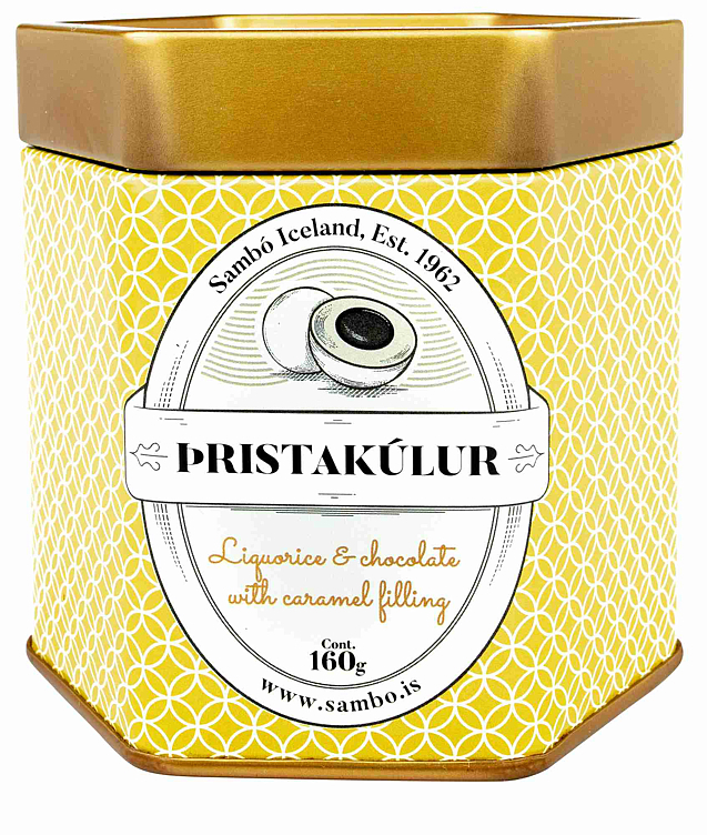 Pristakulur milk chocolate w/caramel & liquorice   160g