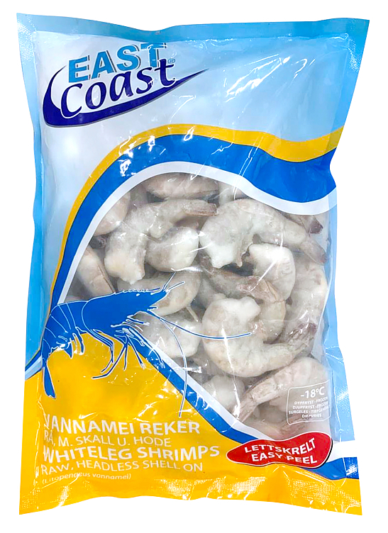 Scampi 16/20 rå m/skall u/hode vannamei 25%glassering  1000g