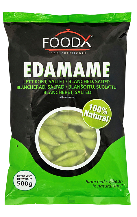 Soyabønner lett kokt, saltet edamame  500g
