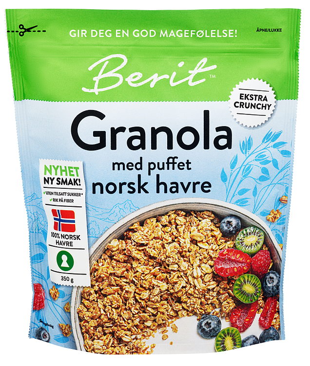Granola med puffet norsk havre  350g