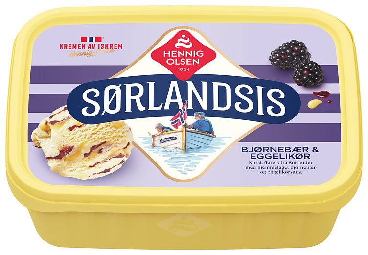 Sørlandsis bjørnebær eggelikør fløteis  1l