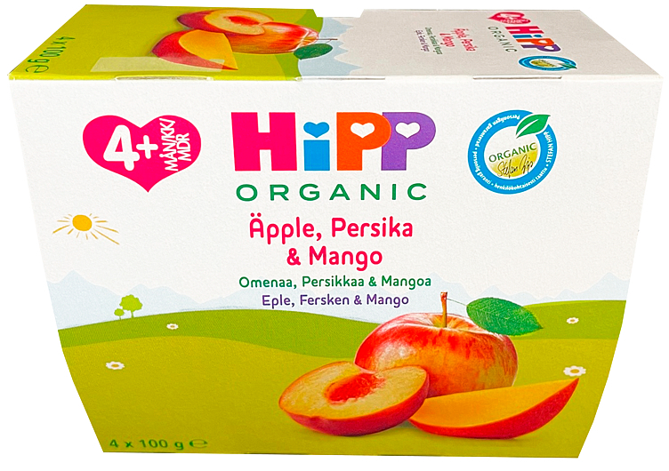 Hipp fruit break .eple, fersken, mango økol.   4x100g