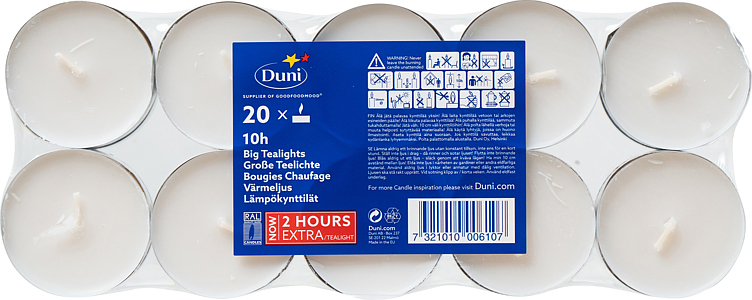 Telys store hvit   20stk